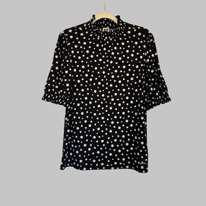 Anne Klein Black Blouse with White Dots